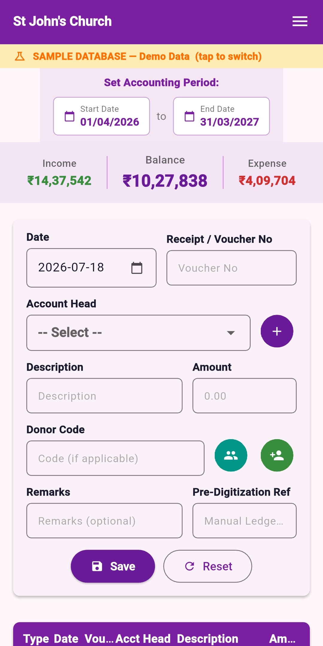 Secure Ledger dashboard — mobile view