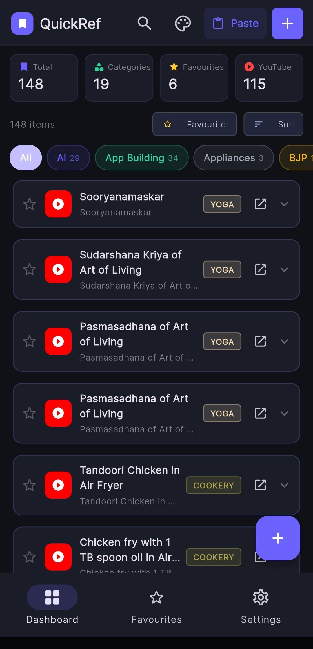 Quick Reference — Dashboard view